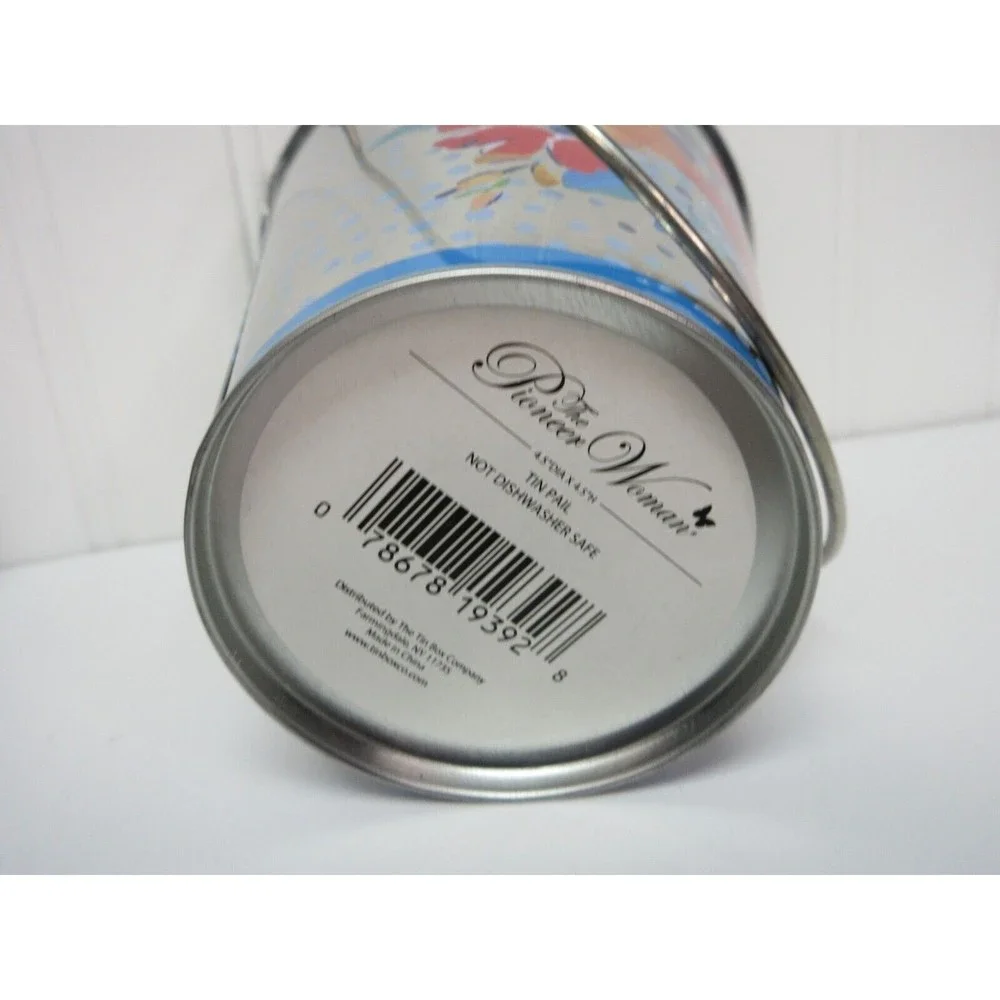 Pioneer Woman Floral Tin Pail Flowers Party Wedding 4.5